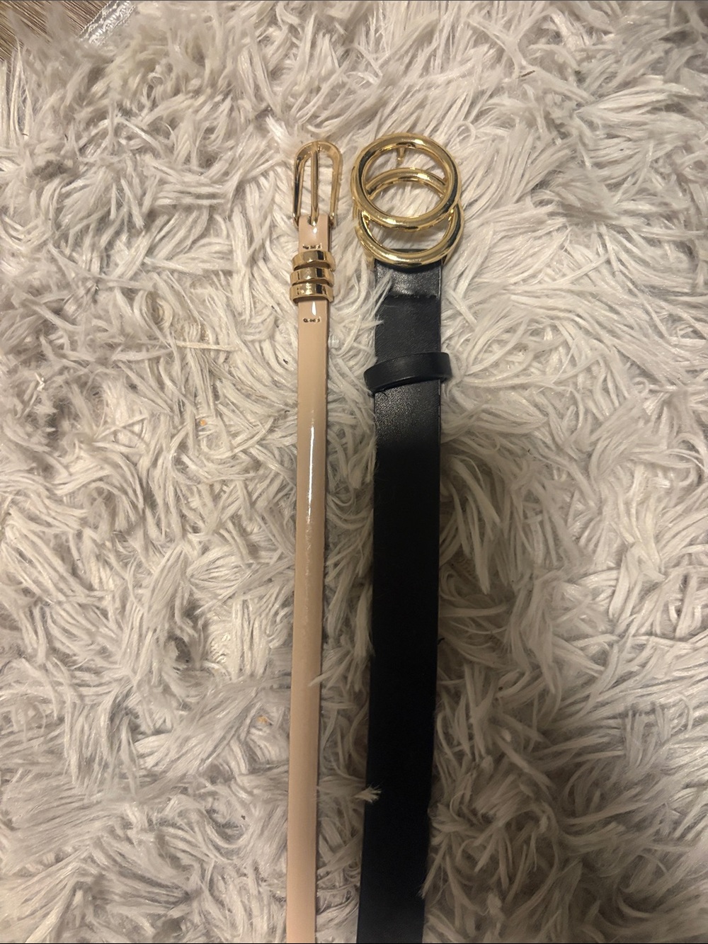 H&M Black and Nude Double-Buckle Belts